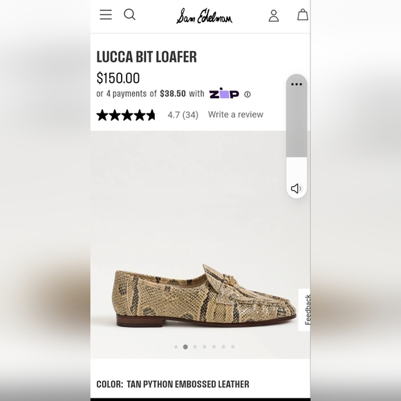 Sam Edelman sz 6 tan python embossed leather flats - Picture 1 of 6